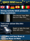 Space-news-app with story about vega launcher and satnav business Overview page of the space-news-app with story about vega launcher and satnav business